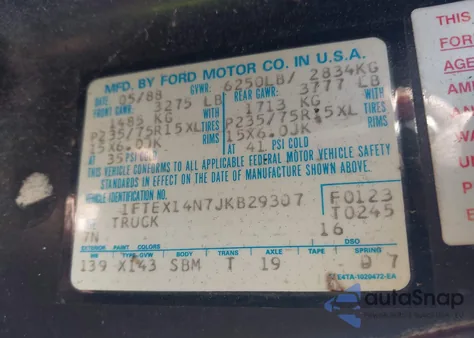 1988 Ford F150 z USA, uszkodzony, nr VIN 1FTEX14N7JKB29307